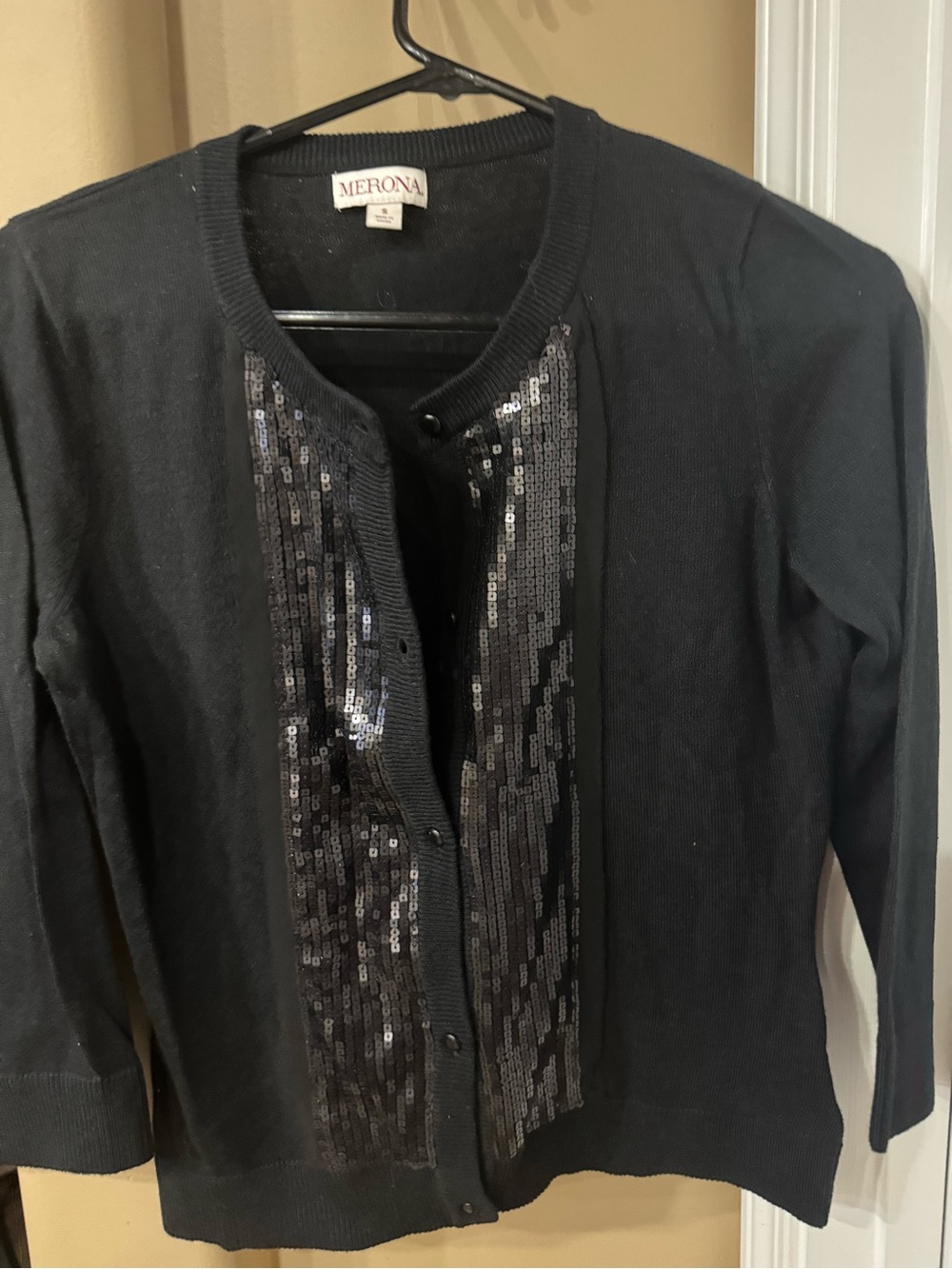 Black Merona cardigan with sequins panel. (CL-5)